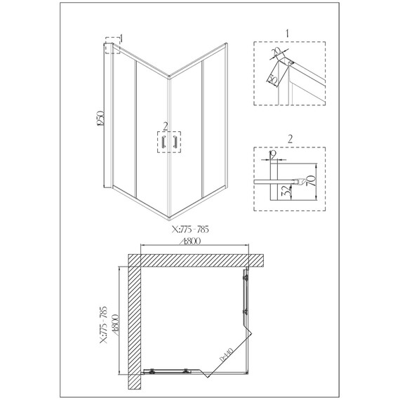 Душевое ограждение Niagara Nova 80x80 см 66880811, хром/прозрачное фото 3
