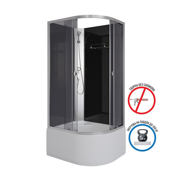 Душевая кабина Niagara Eco 90x70 см E90/70/40L/TN/BK, хром/тонированное (безсиликоновая сборка) фото 