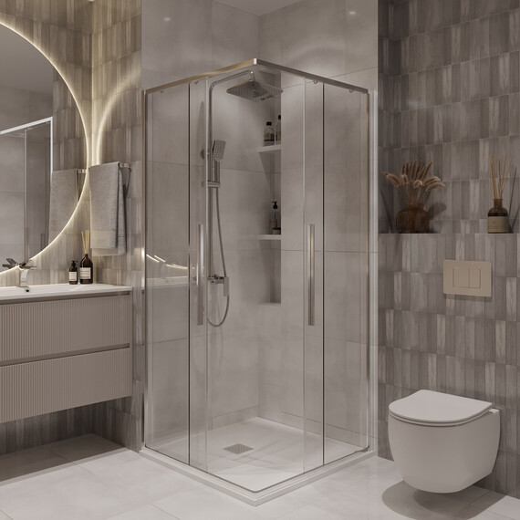 Душевое ограждение Niagara Nova 80x80 см NG-6622-34, хром/прозрачное фото 2