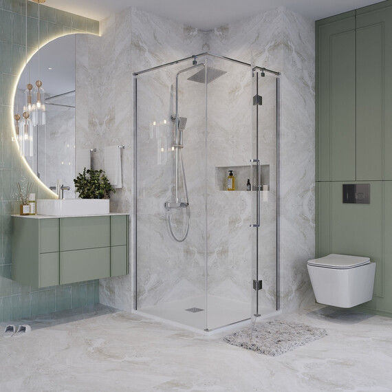 Душевое ограждение Niagara Nova 100x100 см NG-6632-34, хром/прозрачное фото 3