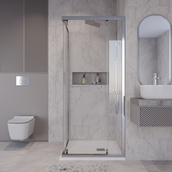 Душевое ограждение Niagara Nova 90x90 см NG-6633-34, хром/прозрачное фото 4