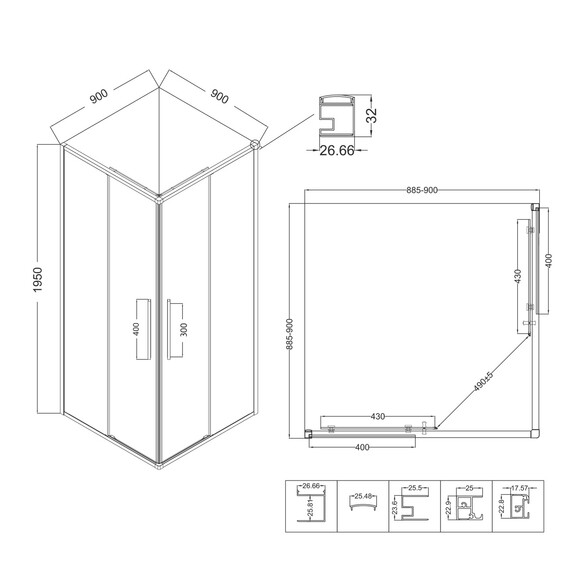 Душевое ограждение Niagara Nova 90x90 см NG-6823-34BLACK, чёрный/прозрачное фото 13