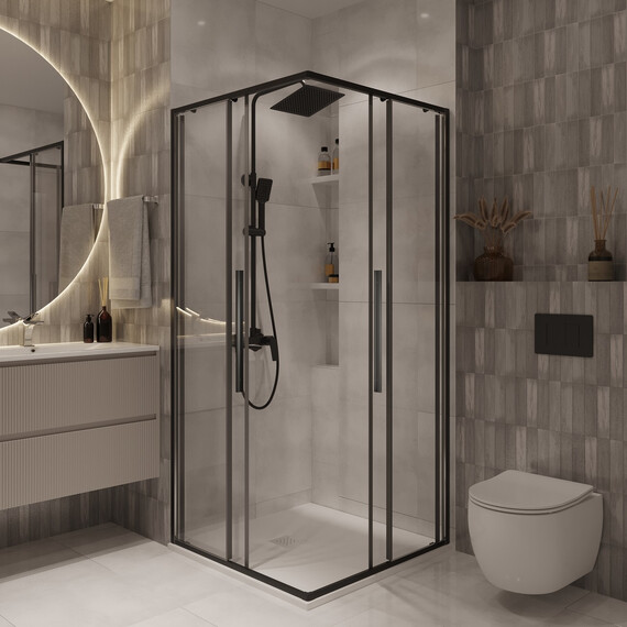 Душевое ограждение Niagara Nova 90x90 см NG-6823-34BLACK, чёрный/прозрачное фото 2