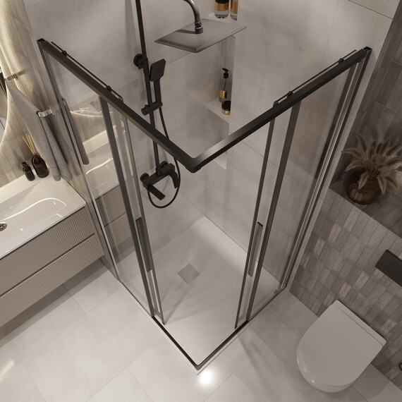 Душевое ограждение Niagara Nova 90x90 см NG-6823-34BLACK, чёрный/прозрачное фото 7