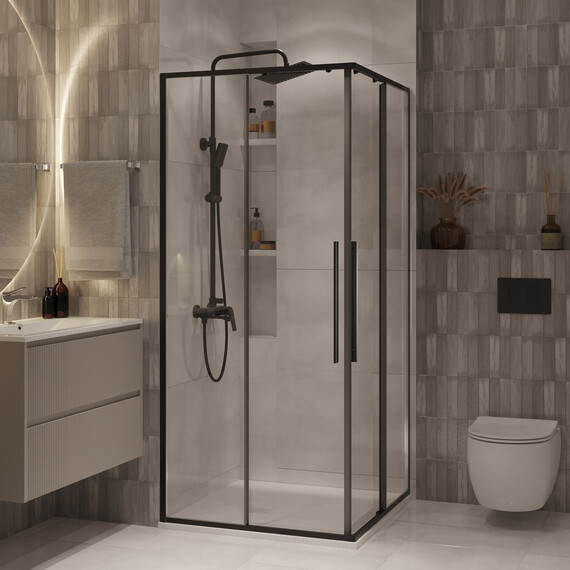 Душевое ограждение Niagara Nova 100x100 см NG-6824-34BLACK, чёрный/прозрачное фото 5