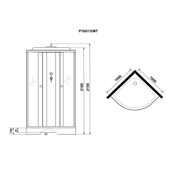 Душевая кабина Niagara Promo 100x100 см P100/13/MT, белый/матовое (безсиликоновая сборка) фото 9