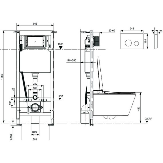 Инсталляция с подвесным унитазом-биде комплект: Tece Spring S955797 с электронной крышкой микролифт, кнопка смыва хром фото 6