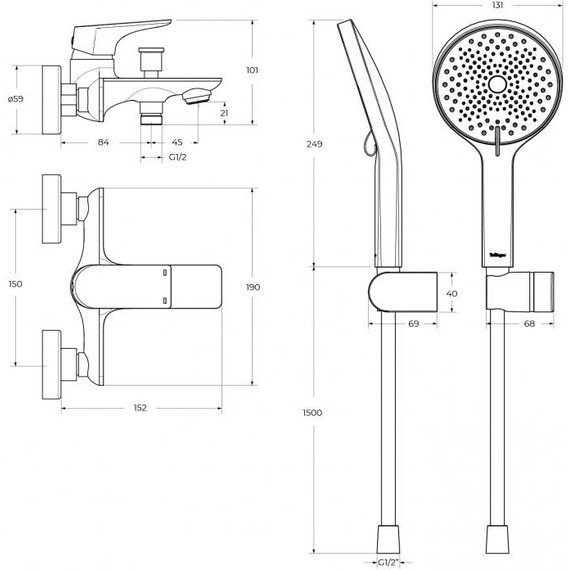 Набор смесителей 3 в 1 для ванны BelBagno MARINO-VASM/LVM-CRM фото 10