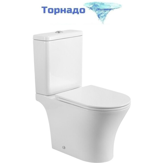 Унитаз-компакт безободковый BelBagno Acqua-tor BB2801CP-TOR/SC с тонкой крышкой микролифт (Система смыва торнадо) фото 