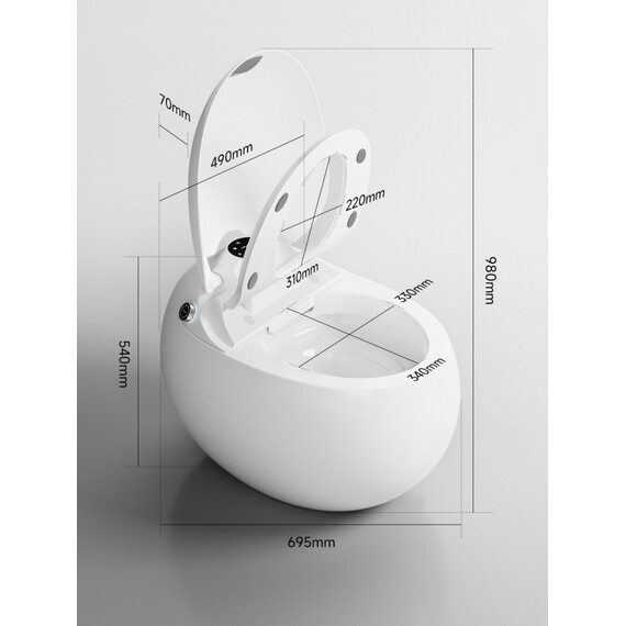 Унитаз-биде приставной электронный с импульсным смывом Abber Bequem AC1131SOR с крышкой микролифт, оранжевый фото 15