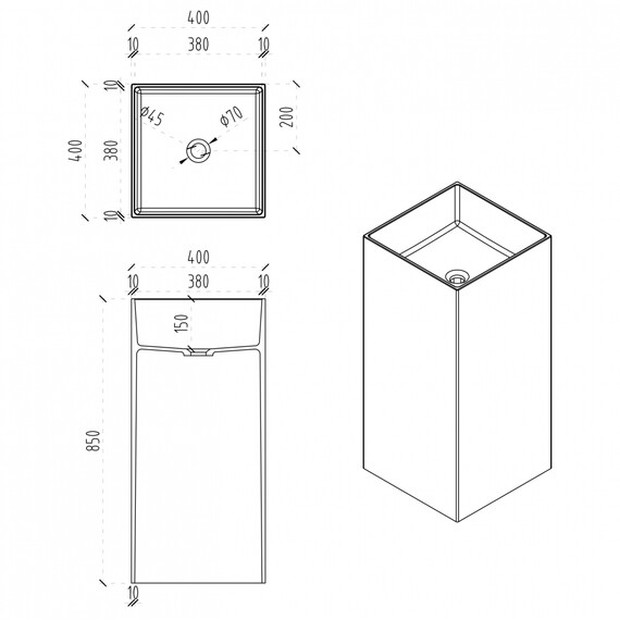 Раковина напольная прозрачная Abber Kristall 40 см AT2707Saphir, синяя фото 3
