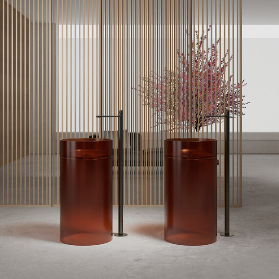 Раковина напольная прозрачная Abber Kristall 45 см AT2708Opal, коричневая фото 2