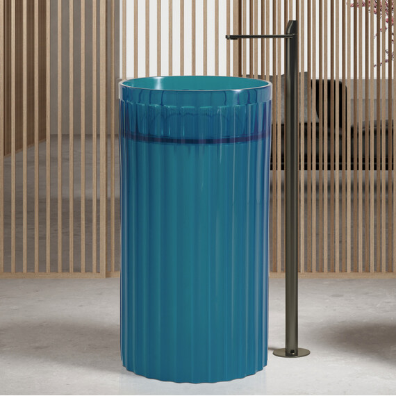 Раковина напольная прозрачная Abber Kristall 45 см AT2709Aquamarin, бирюзовый фото 