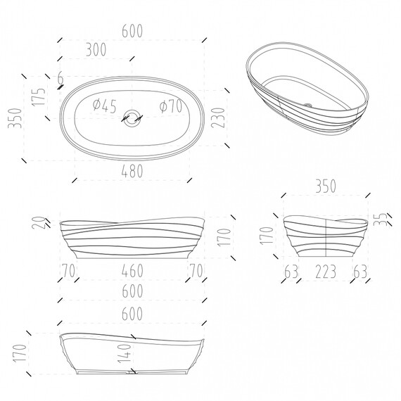 Раковина-чаша прозрачная Abber Kristall 60 см AT2813Onyx, чёрный фото 4