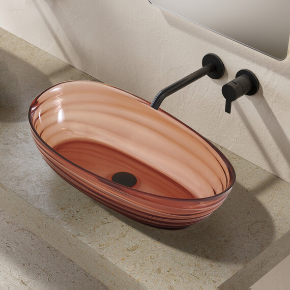 Раковина-чаша прозрачная Abber Kristall 60 см AT2813Opal, коричневый фото 