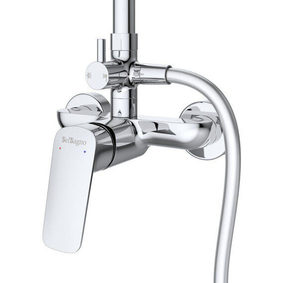 Душевой комплект Belbagno: Душевая стойка + смеситель для раковины DUE-DOCMLVM-CRM фото 10