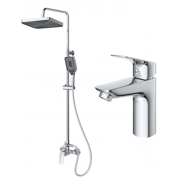 Душевой комплект Belbagno: Душевая стойка + смеситель для раковины DUE-DOCMLVM-CRM фото 2