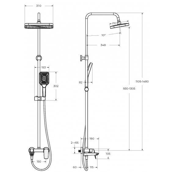 Душевая стойка BelBagno DUE-VSCM-CRM фото 9