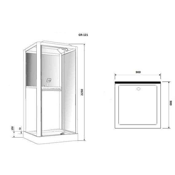 Гидробокс Grossman Alba 90x90 см GR121R (безсиликоновая сборка)  белый/прозрачное фото 10
