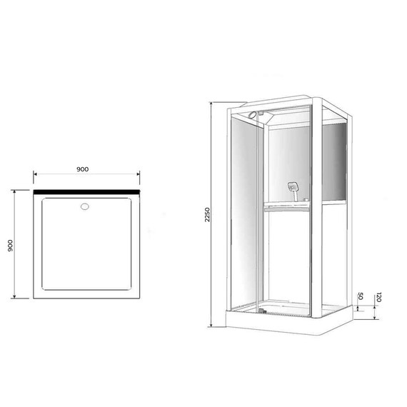 Гидробокс Grossman Alba 90x90 см GR221L (безсиликоновая сборка) чёрный/прозрачное фото 10