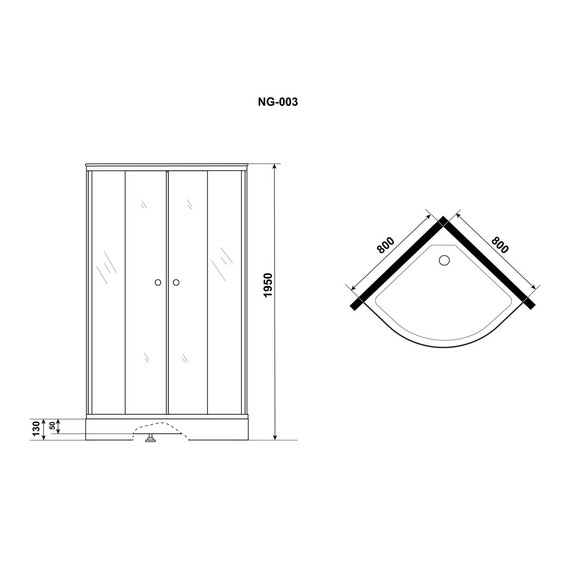 Душевое ограждение Niagara Eco 80x80 см NG-003-14MT, чёрный/матовое фото 5