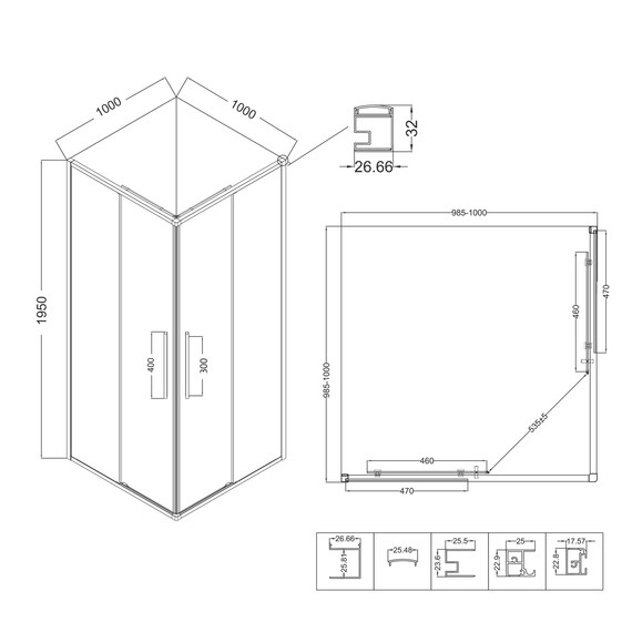Душевое ограждение Niagara Nova 100x100 см NG-6824-34BLACK, чёрный/прозрачное фото 13