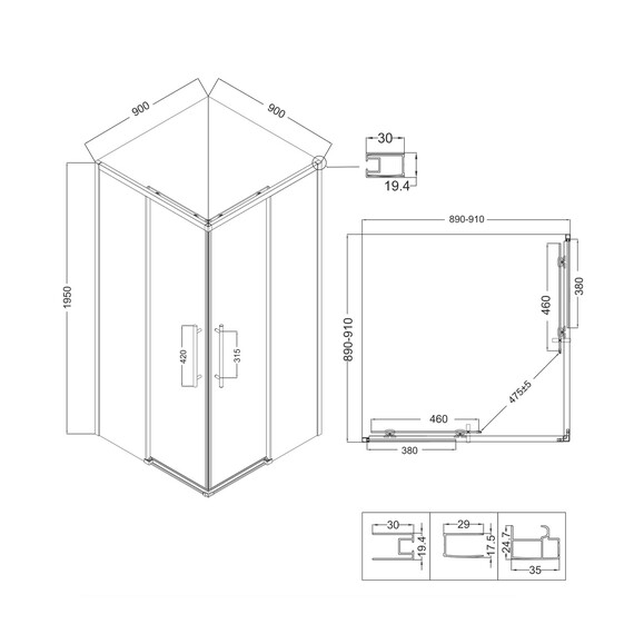 Душевое ограждение Niagara Nova 90x90 см NG-6829-34BLACK, чёрный/прозрачное фото 13
