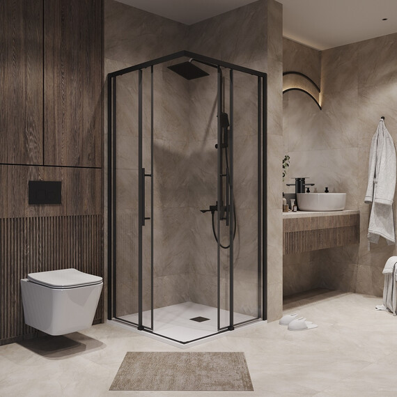 Душевое ограждение Niagara Nova 90x90 см NG-6829-34BLACK, чёрный/прозрачное фото 3