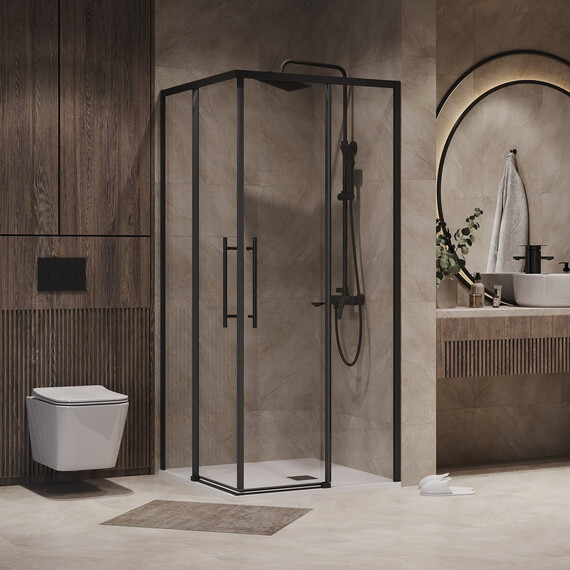 Душевое ограждение Niagara Nova 100x100 см NG-6830-34BLACK, чёрный/прозрачное фото 2