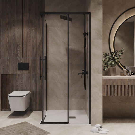 Душевое ограждение Niagara Nova 100x100 см NG-6830-34BLACK, чёрный/прозрачное фото 4