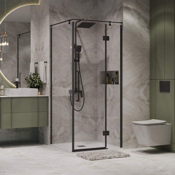 Душевое ограждение Niagara Nova 90x90 см NG-6831-34BLACK, чёрный/прозрачное фото 2