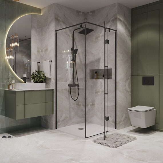 Душевое ограждение Niagara Nova 90x90 см NG-6831-34BLACK, чёрный/прозрачное фото 3