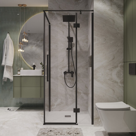 Душевое ограждение Niagara Nova 90x90 см NG-6831-34BLACK, чёрный/прозрачное фото 4