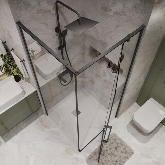 Душевое ограждение Niagara Nova 90x90 см NG-6831-34BLACK, чёрный/прозрачное фото 5