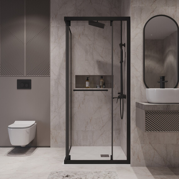 Душевое ограждение Niagara Nova 100x100 см NG-6835-34BLACK, чёрный/прозрачное фото 4