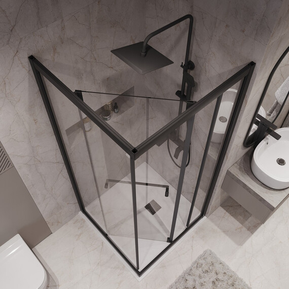 Душевое ограждение Niagara Nova 100x100 см NG-6835-34BLACK, чёрный/прозрачное фото 5