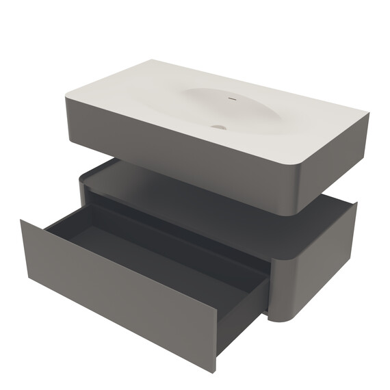 Тумба подвесная с раковиной Vincea Caprice 100 см VMC-4CA100MG, серый матовый фото 3