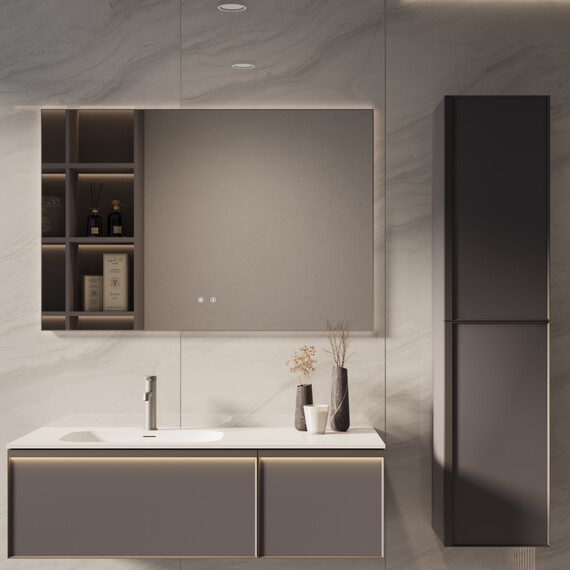 Тумба подвесная с раковиной Vincea Elise 120 см VMC-4EL120MG-L, серый матовый фото 5