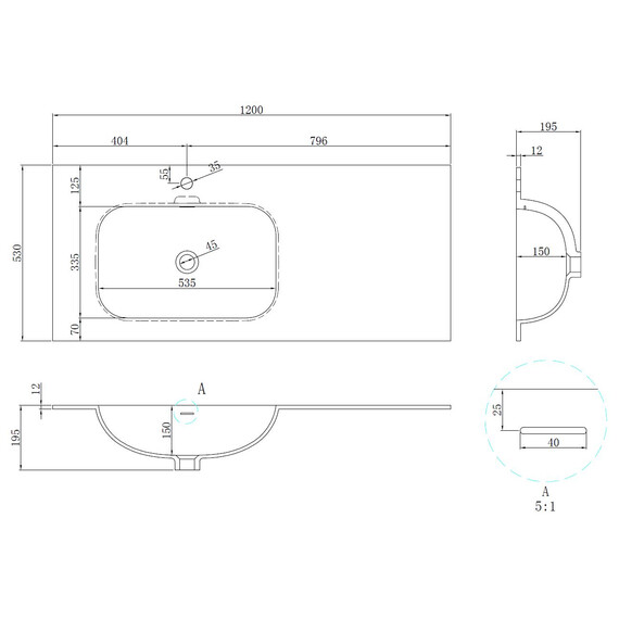 Тумба подвесная с раковиной Vincea Elise 120 см VMC-4EL120MG-L, серый матовый фото 9