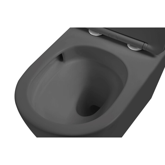 Унитаз подвесной безободковый Vincea Globo VT1-14STMA с ультратонкой крышкой микролифт (Система смыва торнадо) антрацит матовый фото 3