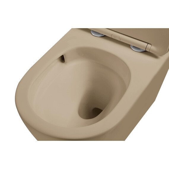 Унитаз подвесной безободковый Vincea Globo VT1-14STMC с ультратонкой крышкой микролифт (Система смыва торнадо) капучино матовый фото 3