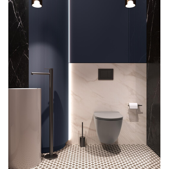 Унитаз подвесной безободковый Vincea Globo VT1-14STMG с ультратонкой крышкой микролифт (Система смыва торнадо) серый матовый фото 5