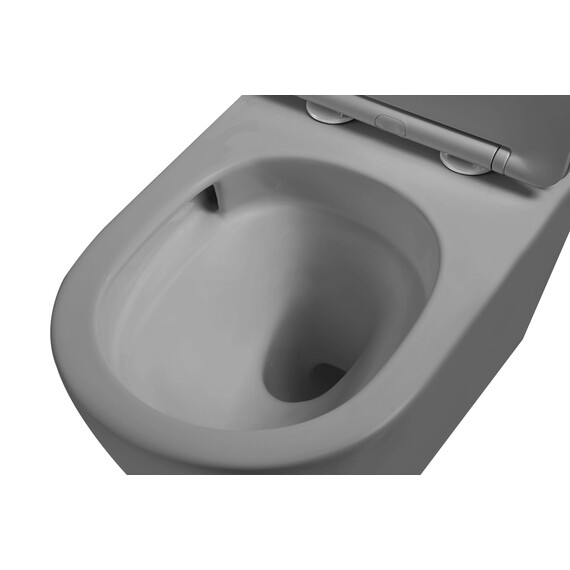 Унитаз подвесной безободковый Vincea Globo VT1-14STMG с ультратонкой крышкой микролифт (Система смыва торнадо) серый матовый фото 3