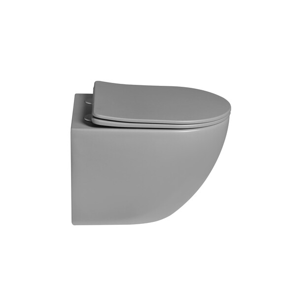 Унитаз подвесной безободковый Vincea Globo VT1-14STMG с ультратонкой крышкой микролифт (Система смыва торнадо) серый матовый фото 2