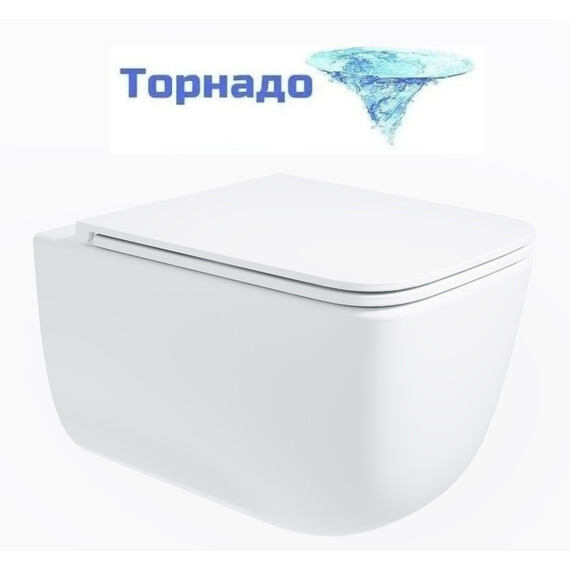 Унитаз подвесной безободковый Vincea Lina VT1-53T с ультратонкой крышкой микролифт (Система смыва торнадо) фото 