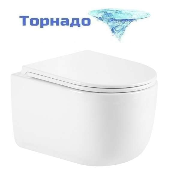 Унитаз подвесной безободковый Vincea Evo VT1-64ST с ультратонкой крышкой микролифт (Система смыва торнадо) фото 
