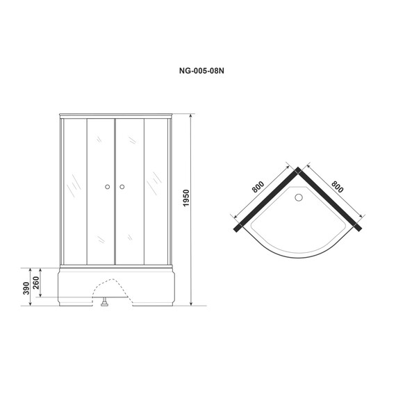 Душевое ограждение Niagara Eco 80x80 см _0051422, хром/матовое фото 4