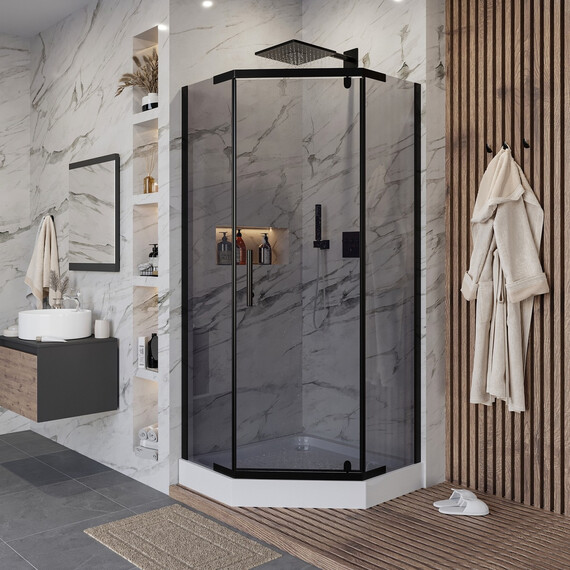 Душевое ограждение Niagara Eco 100x100 см _0101432DT, чёрный/тонированное фото 