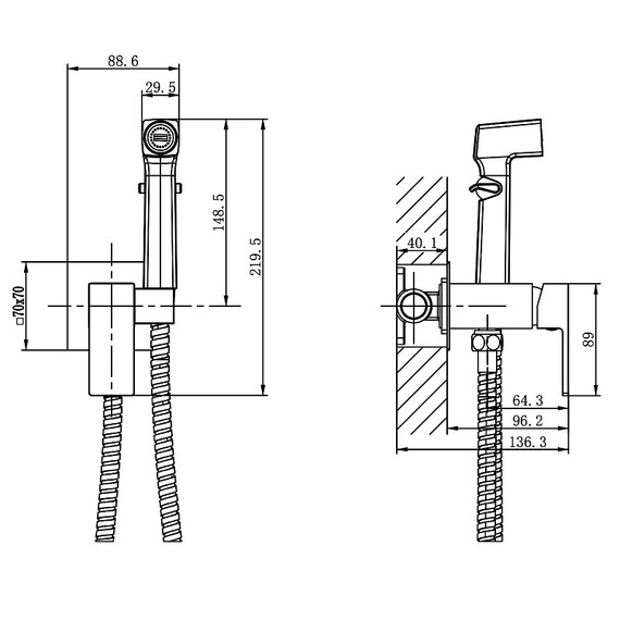 Гигиенический душ Azario Graves AZ-KFX03 (со скрытой частью) фото 3