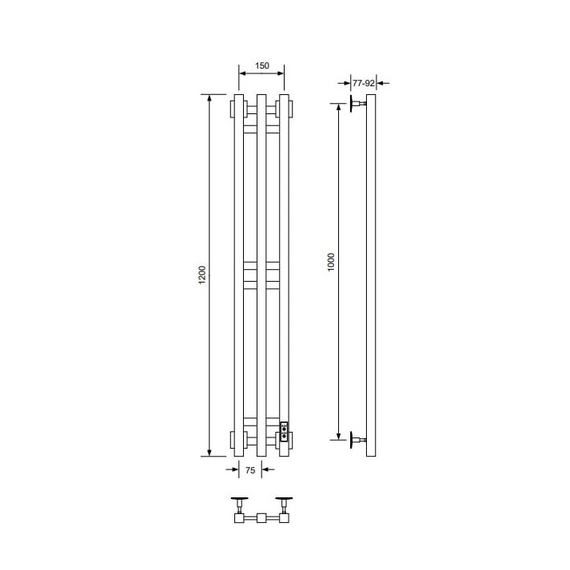 Полотенцесушитель электрический Veconi Еро-B П6 150x1200 мм E12015GR-B, графит брашинг фото 2